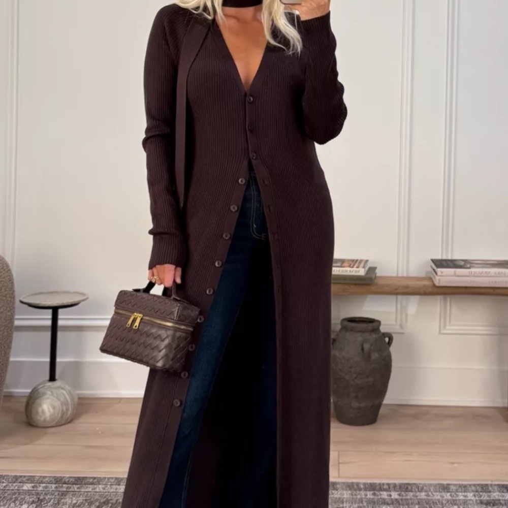 Abercrombie & Fitch Scarf Duster Midi Sweater Dress